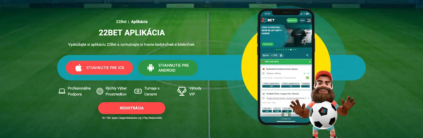 22Bet kasíno aplikácia na stiahnutie pre Android a iOS zariadenia