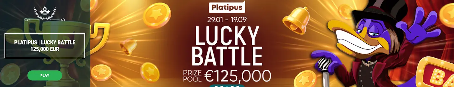 22Bet kasíno Platipus Lucky Battle turnaj - prize pool 125 000 eur